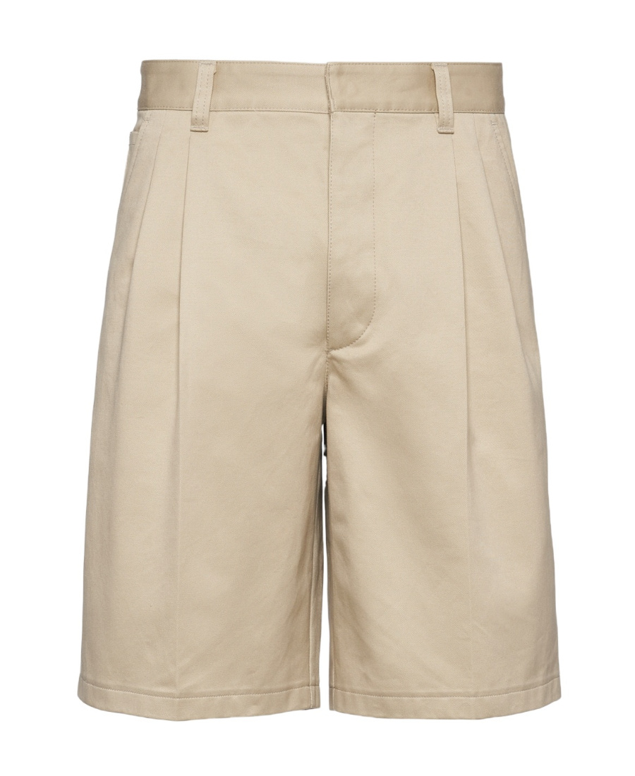 Prada Mens Neutral Bermuda Brand-plaque Cotton Shorts In Brown