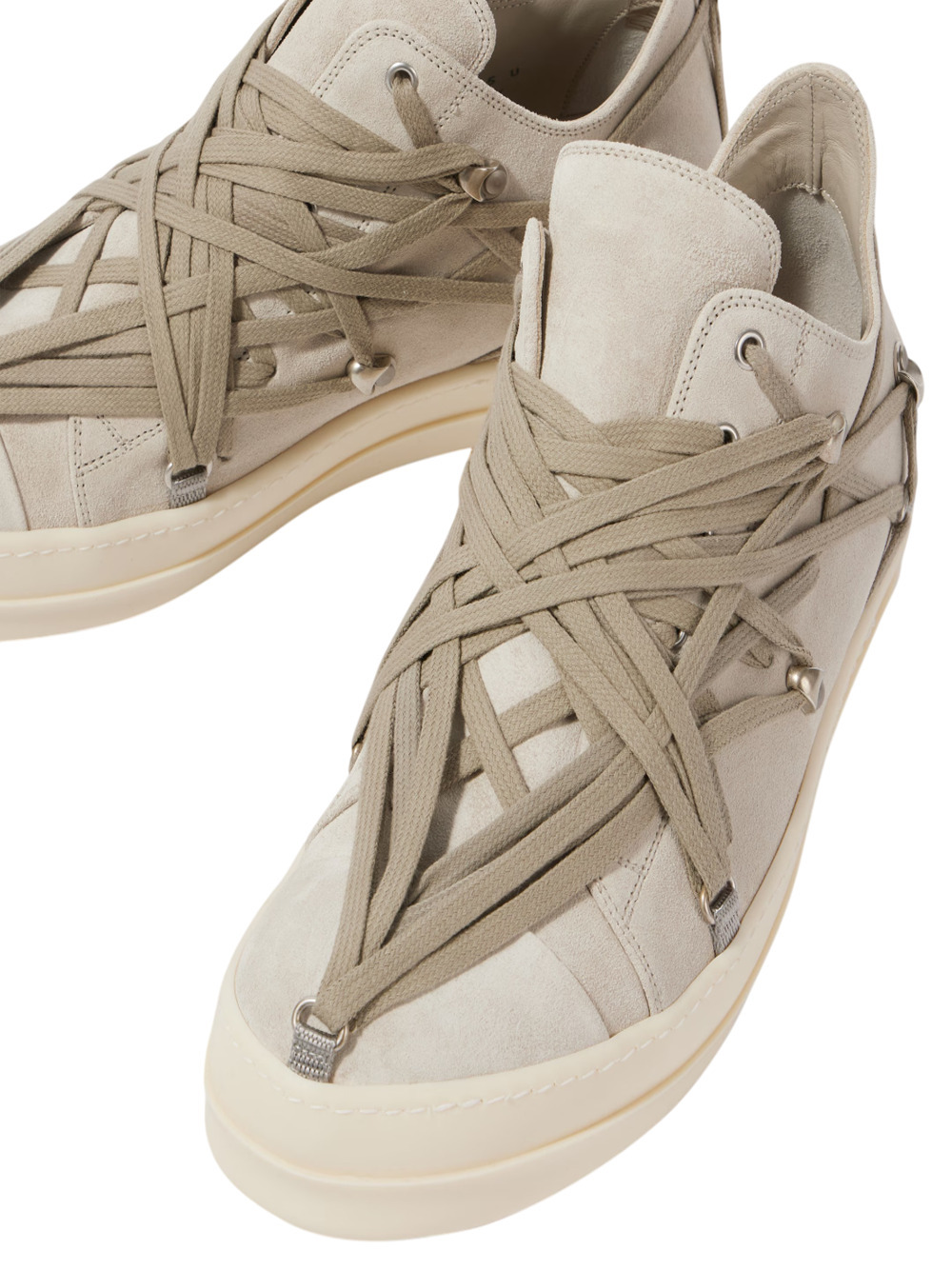 Rick Owens Megalace Sneakers In Suede In Nude