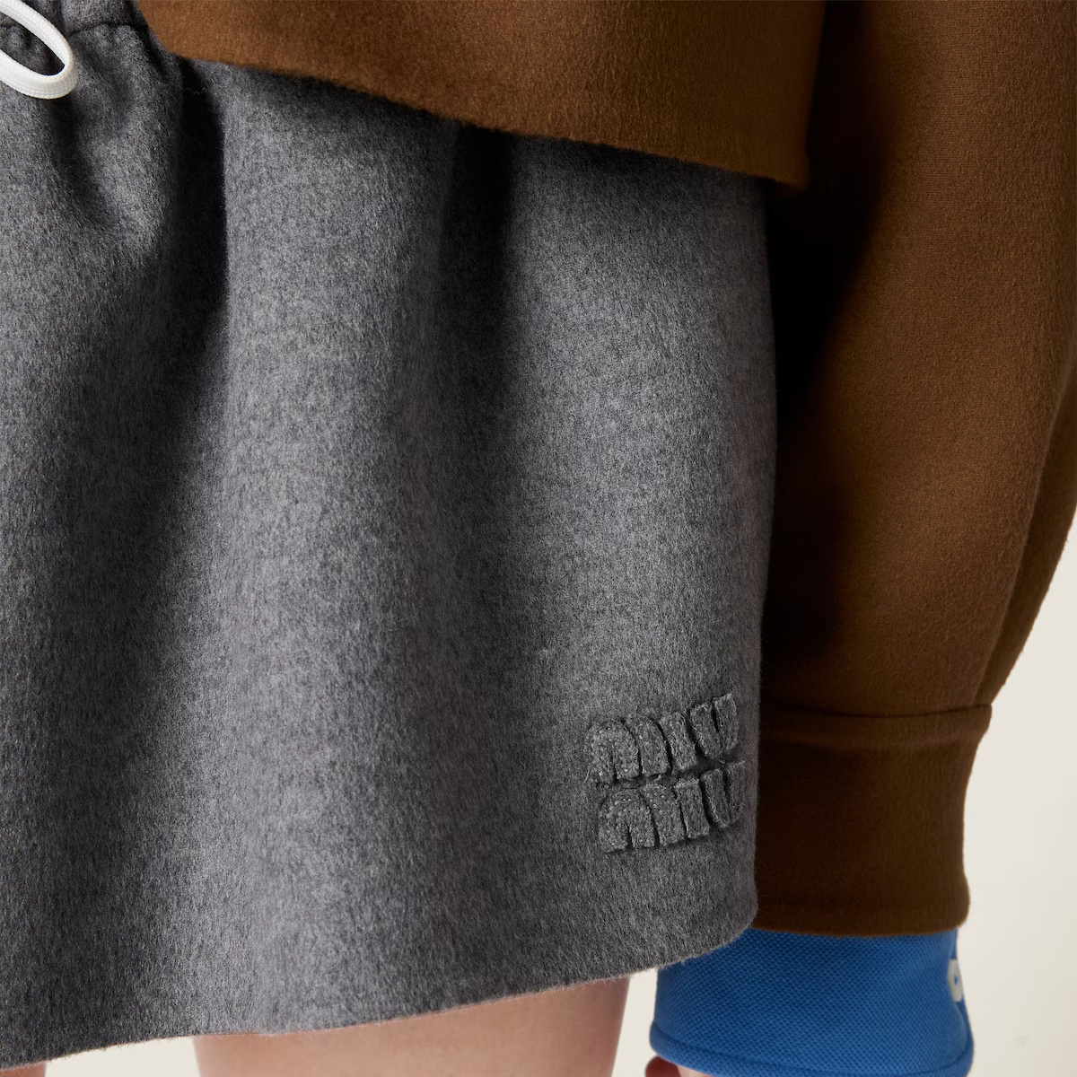 Miu Miu Double Cashmere Miniskirt In Gray