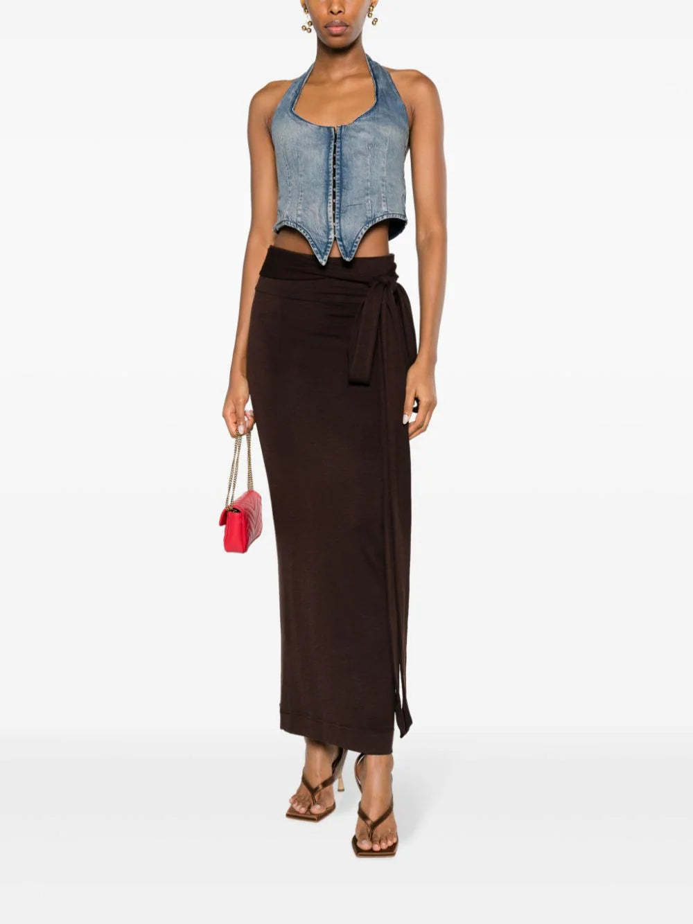 Shop Dolce & Gabbana Belted Virgin-wool Blend Maxi Skirt In Black