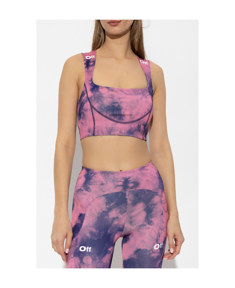 Off-white Pink Tie-dye Sport Bra In Multi