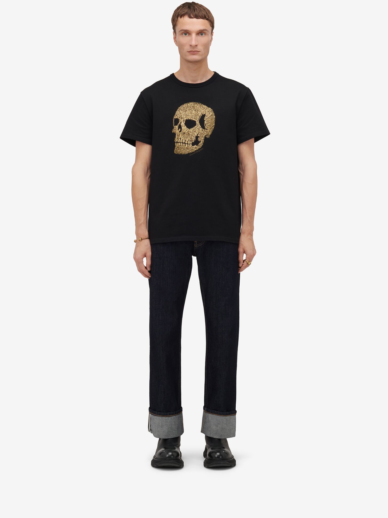 Alexander Mcqueen Skull Embellished Crewneck T-shirt In Black