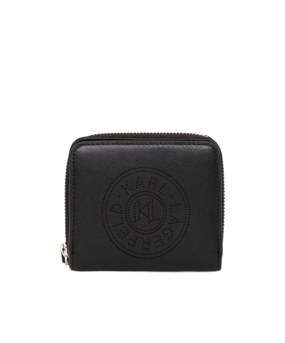 Karl Lagerfeld K/circle Leather Bi-fold Wallet In Black
