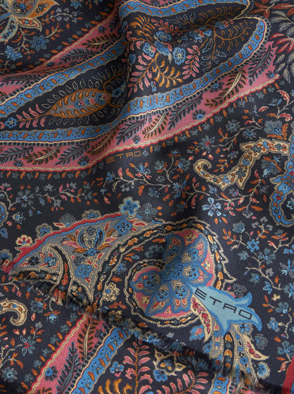 Etro Paisley-print Silk Scarf In Black