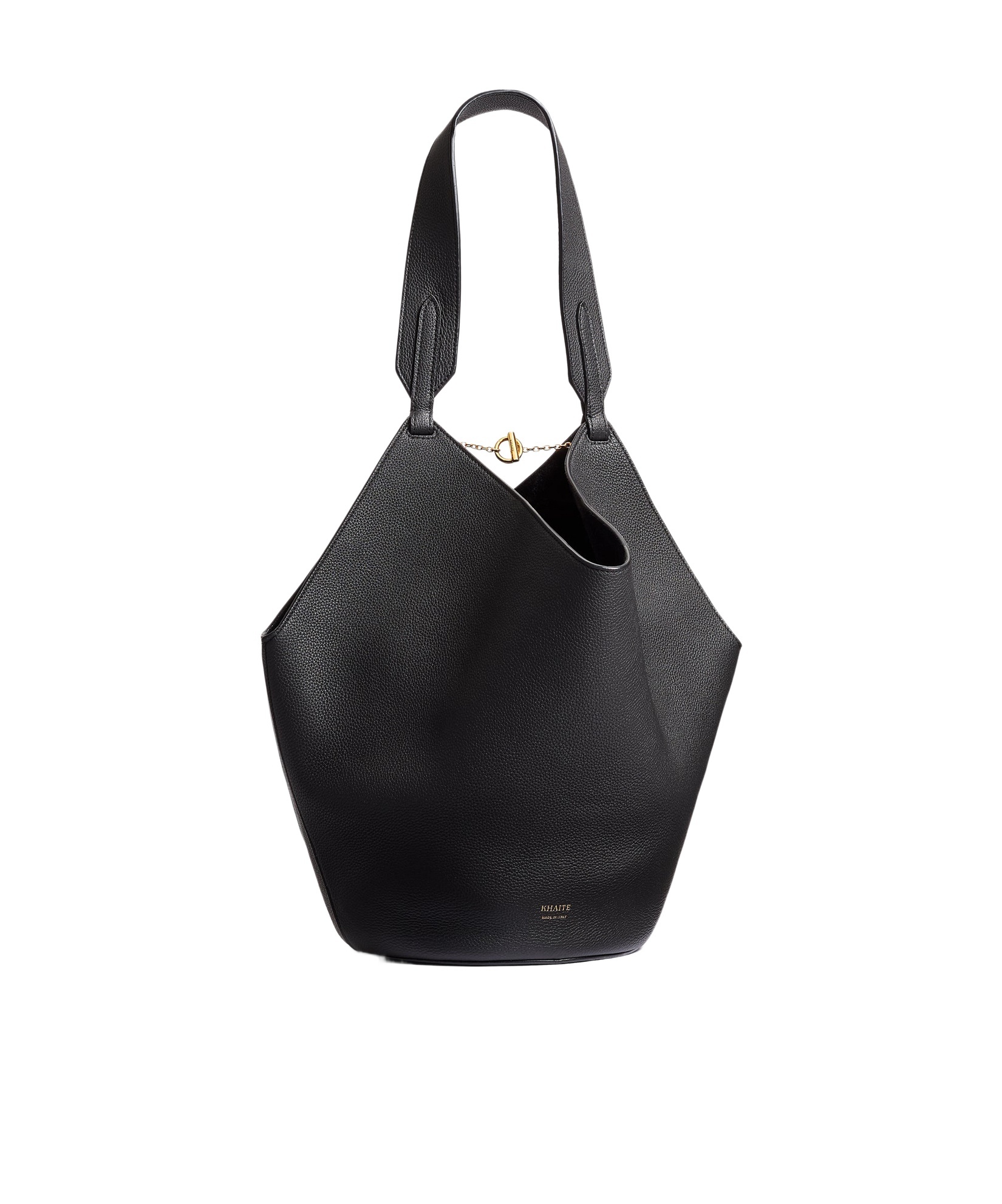 Khaite Small Lotus Leather Top Handle Bag In Black