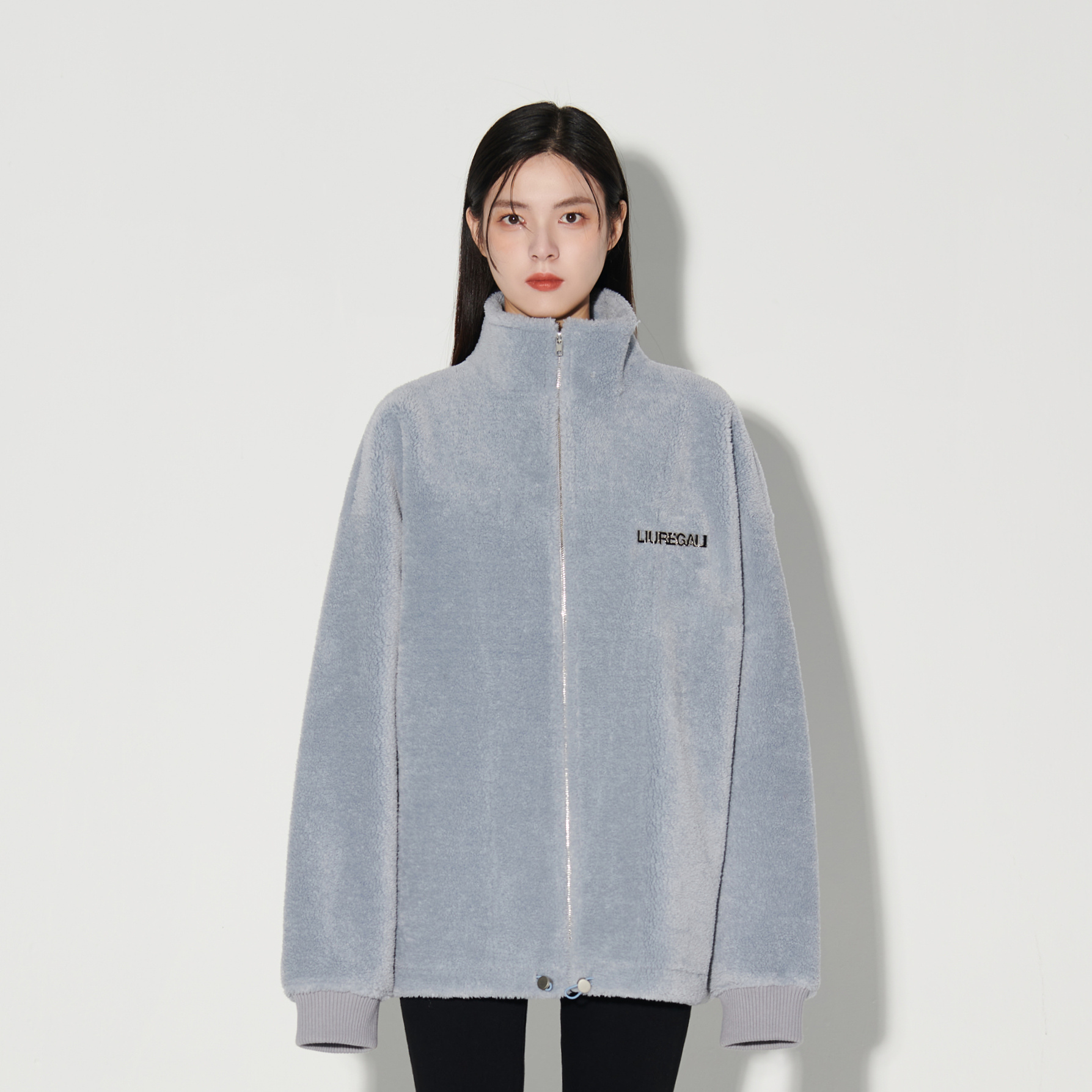 Liuregali Logo Collar Casual Jacket In Gray