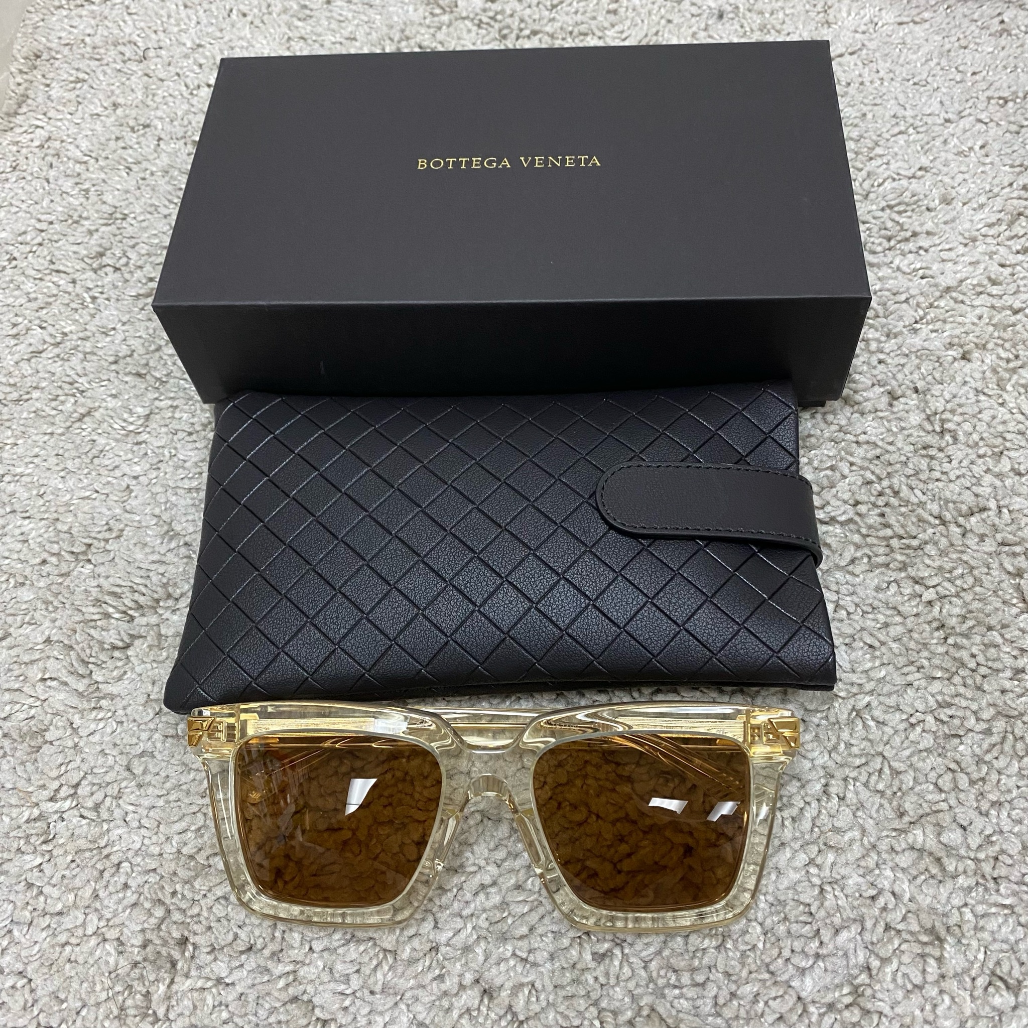 Bottega Veneta Square-frame Sunglasses In Nude