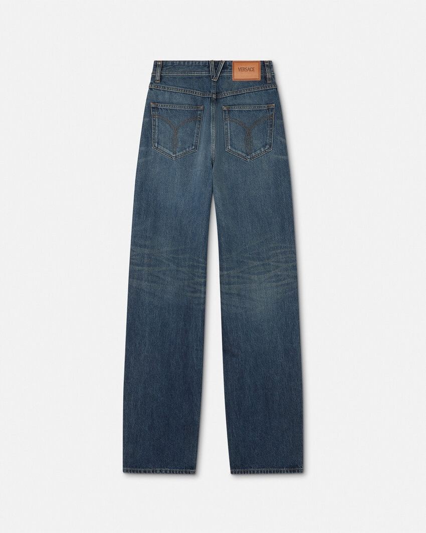 Versace Straight Leg Jeans In Blue
