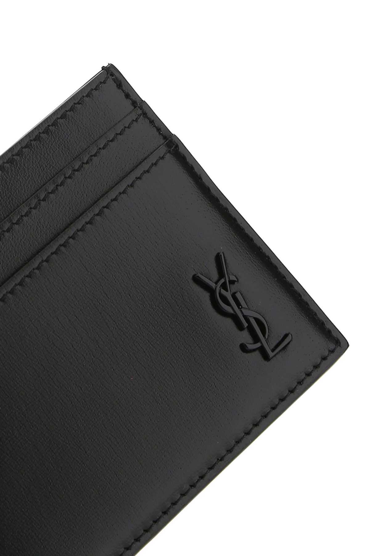 Saint Laurent Small Tiny Cassandre Cardholder In Black