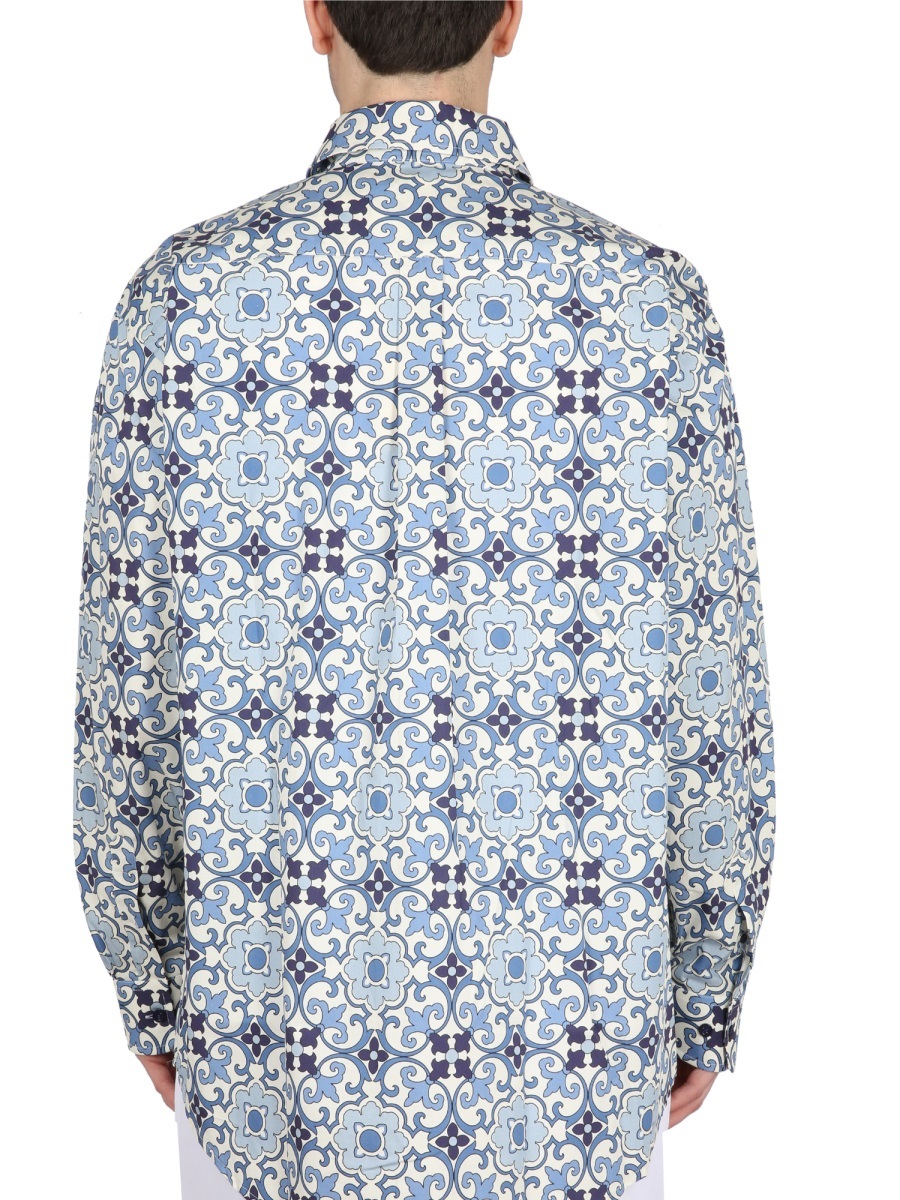 Drôle De Monsieur Printed Long-sleeved Shirt In White