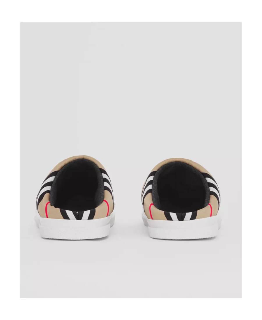 Burberry Icon Stripe Backless Slippers In White