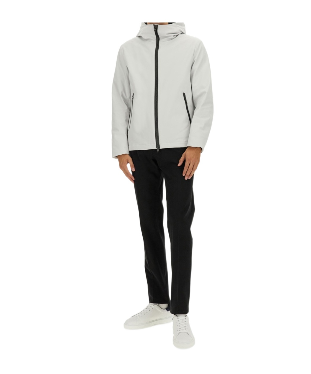 Woolrich Hooded Jacket With Long Sleeves And Pockets In Gray