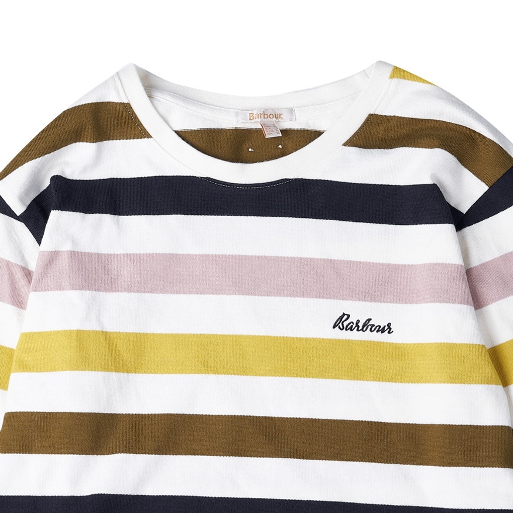 Barbour Long Sleeved Striped T-shirt In White