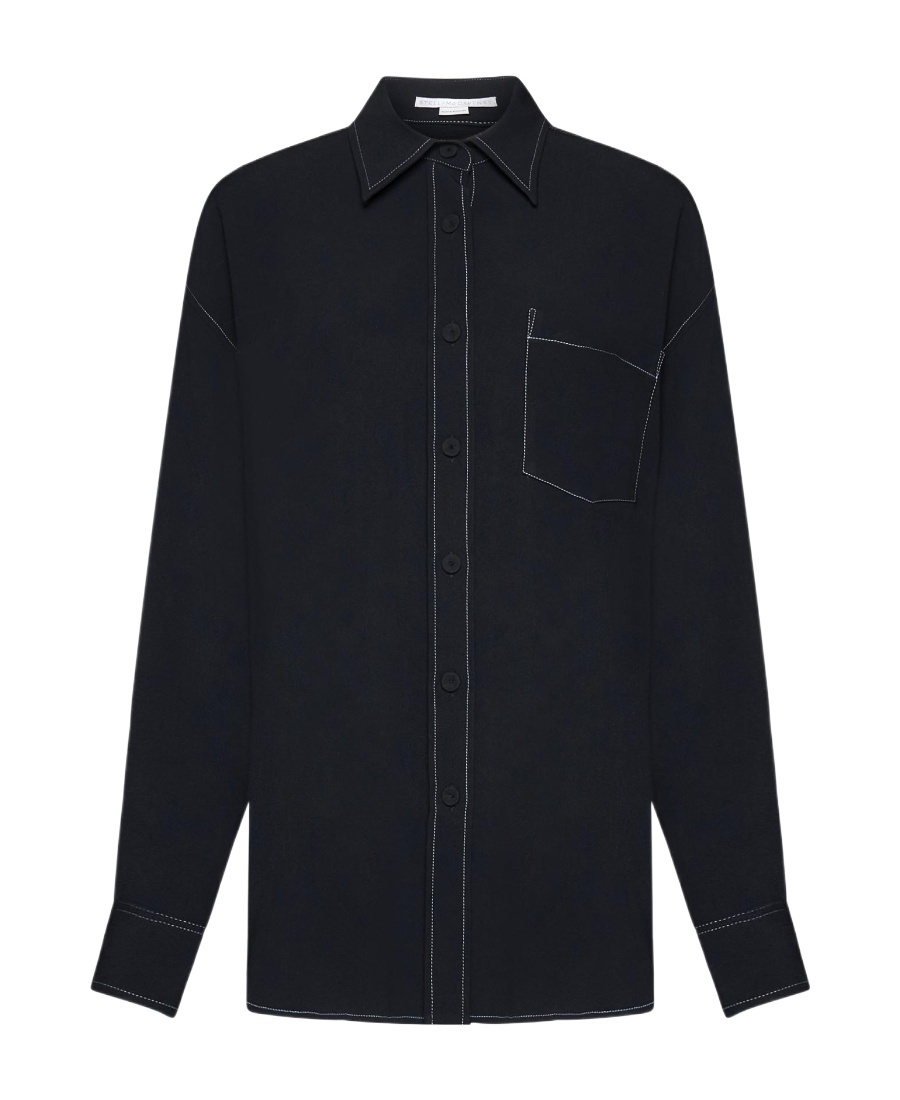 Stella Mccartney Contrast-stitching Long-sleeve Shirt In Black