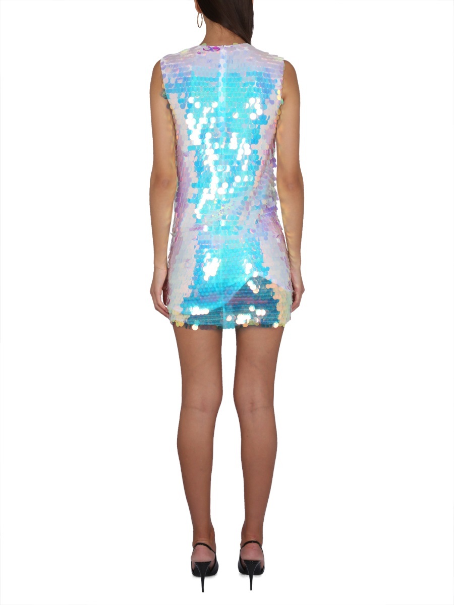 Nina Ricci Sleeveless Mini Dress With Iridescent Sequins In Brown