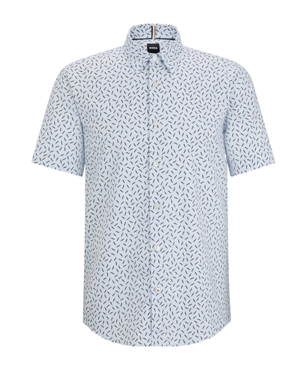 Hugo Boss Boss Roan Geo Print Short Sleeve Button-up Shirt In White