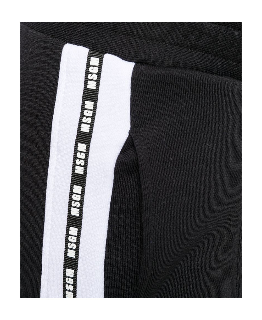 Msgm Black Logo Striped Sweatpants In Black
