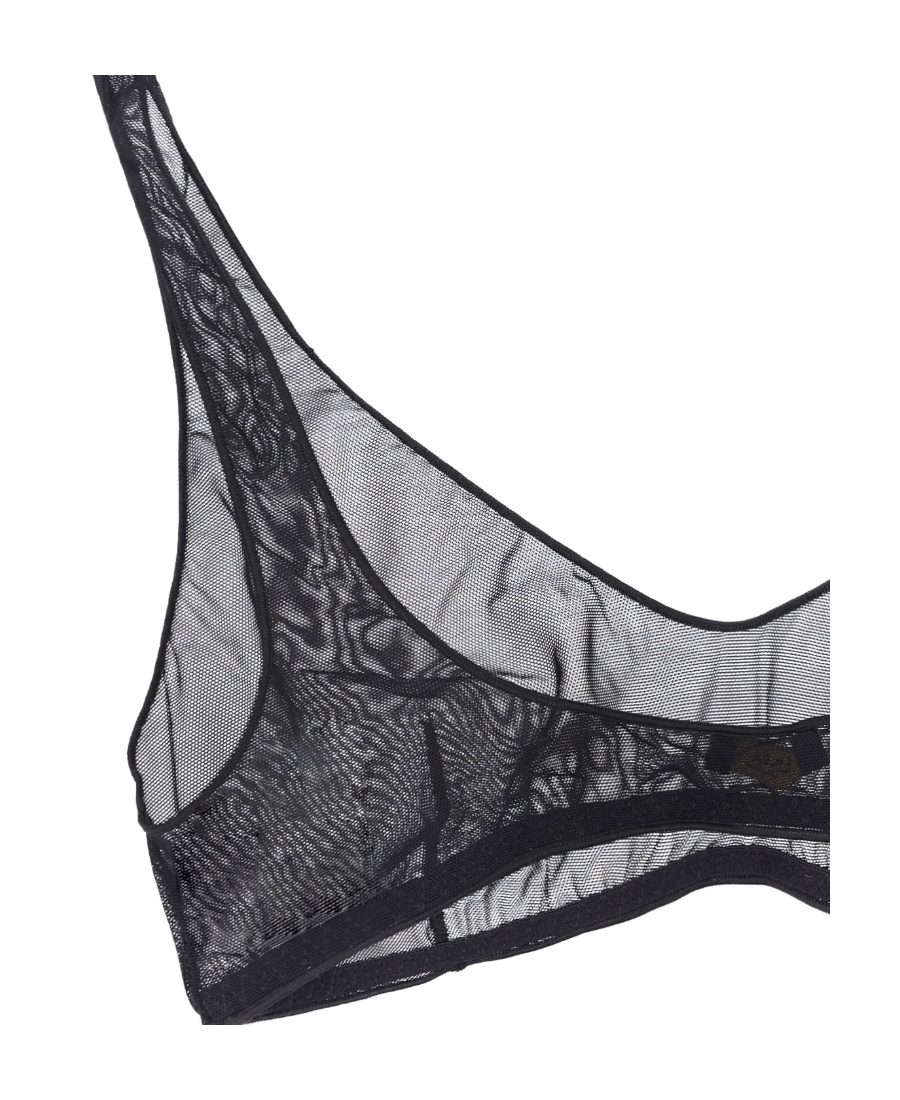 Oseree Sheer Mesh Sporty Bra In Gray