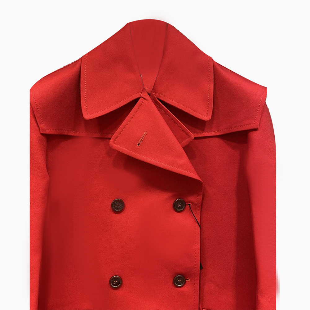 RAF SIMONS DOUBLE-BREASTED LAPEL LONG OVERCOAT