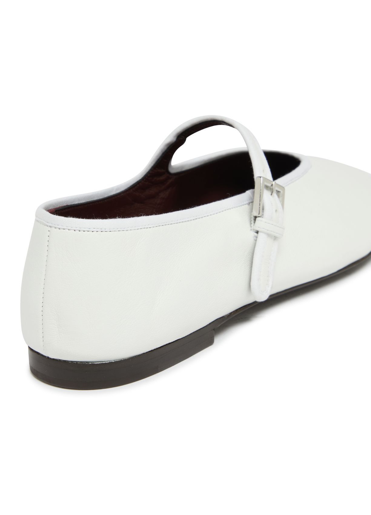 The Row Boheme Leather Mary Jane Ballerina Flats In White