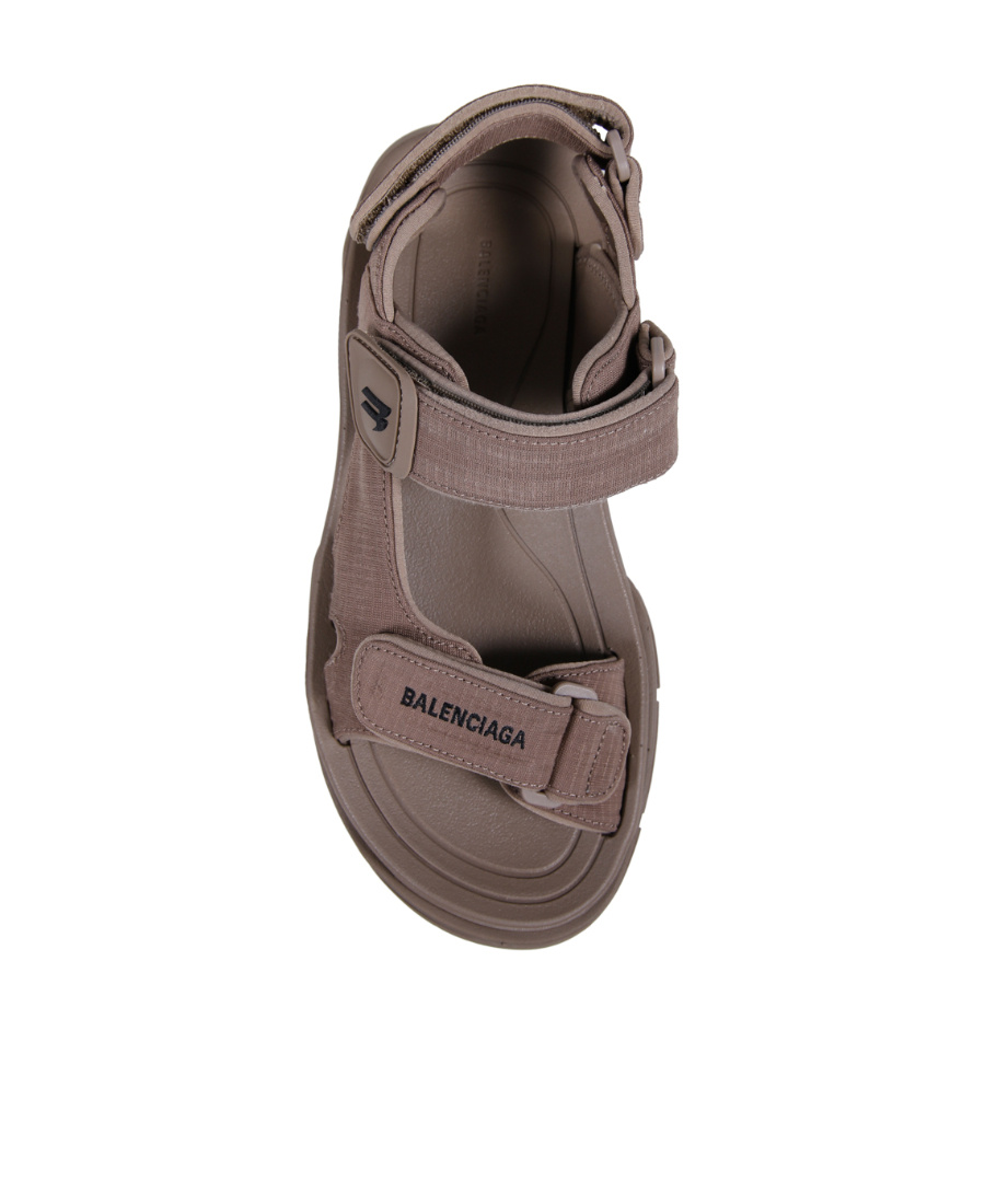 Balenciaga Logo Flat Sandals In Brown