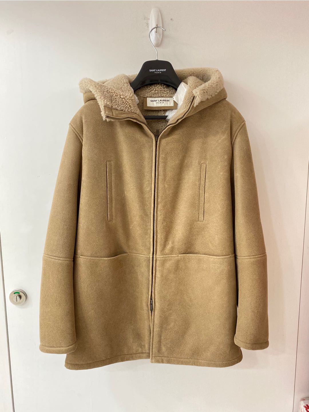 Saint Laurent Fur Zipper Coat In Brown