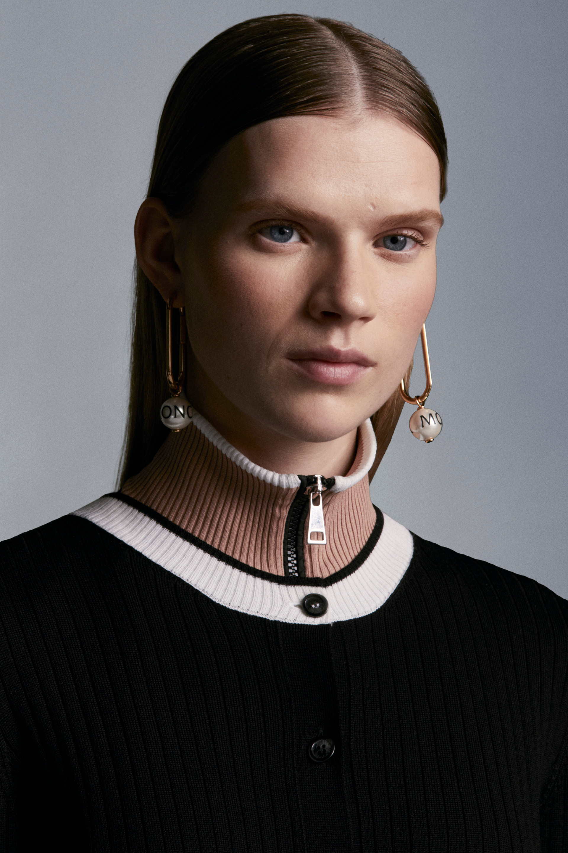 Moncler Two-tone Wool Cardigan In Black