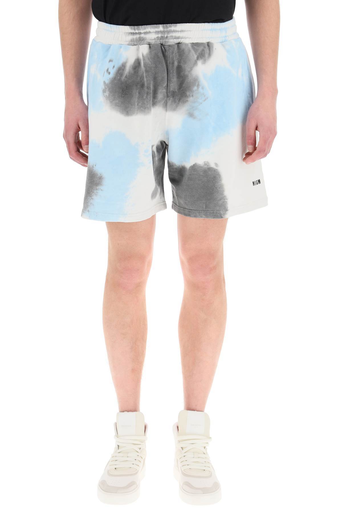 Msgm Tie-dyed Sports Shorts In Blue