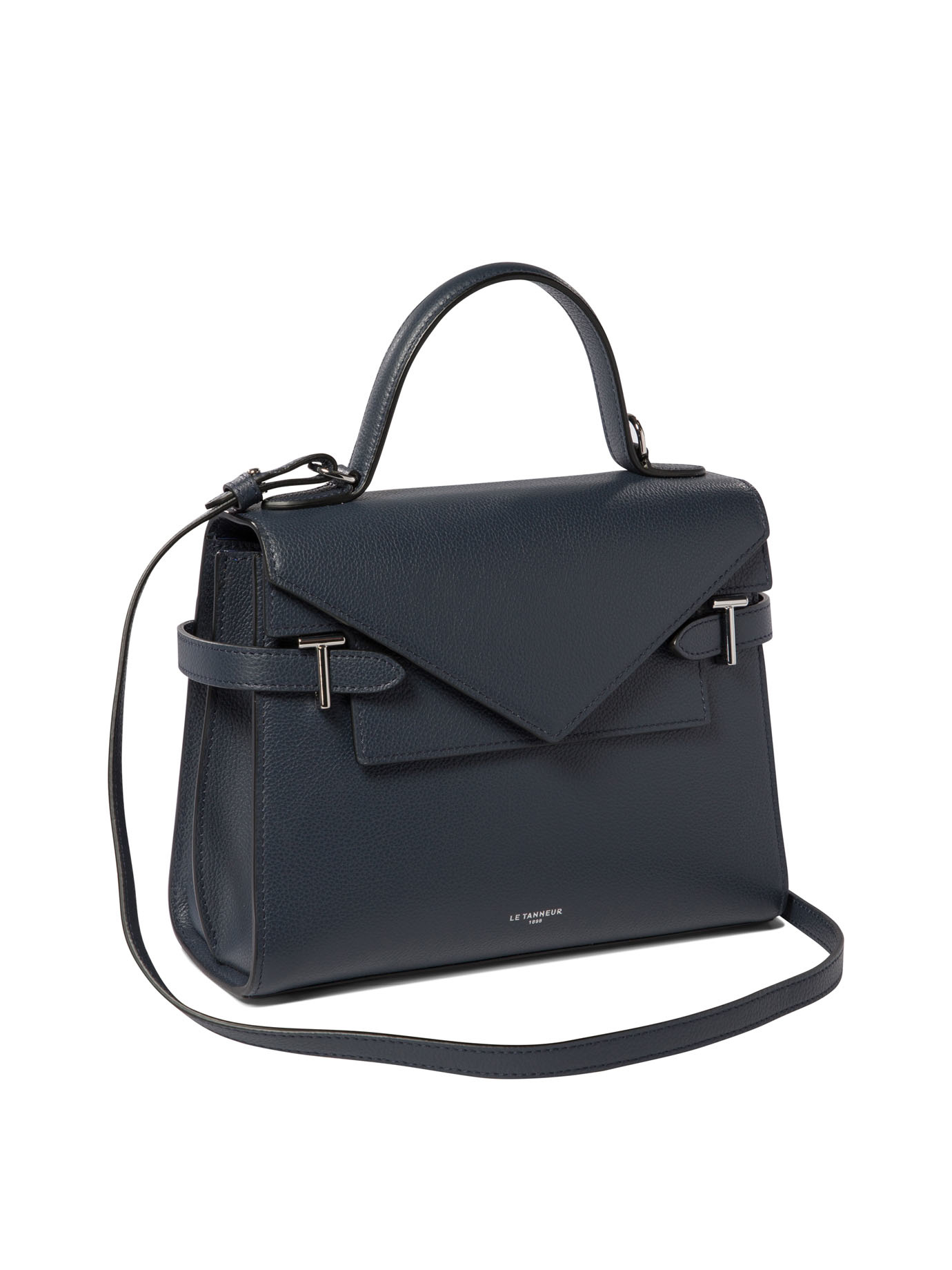 Le Tanneur Medium Grained Leather Double Flap Tote