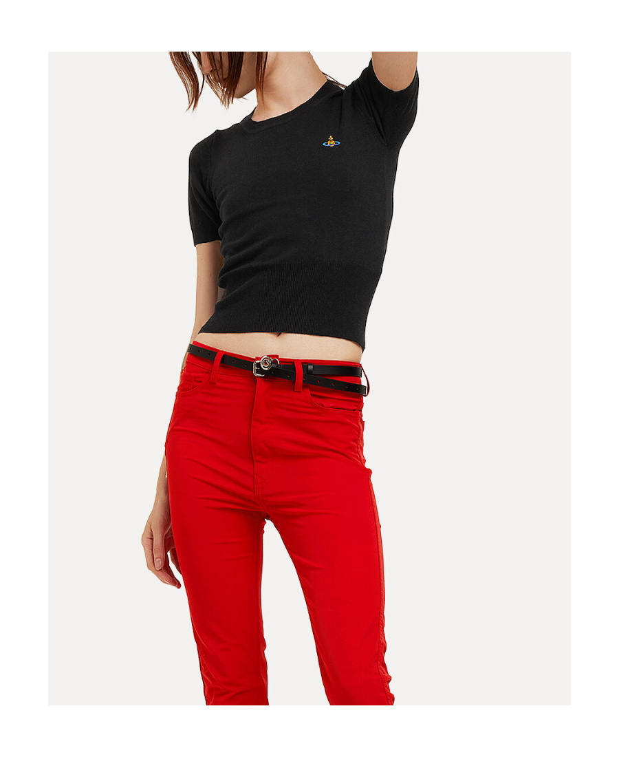 VIVIENNE WESTWOOD ORB-EMBROIDERED COTTON-CASHMERE KNIT TOP