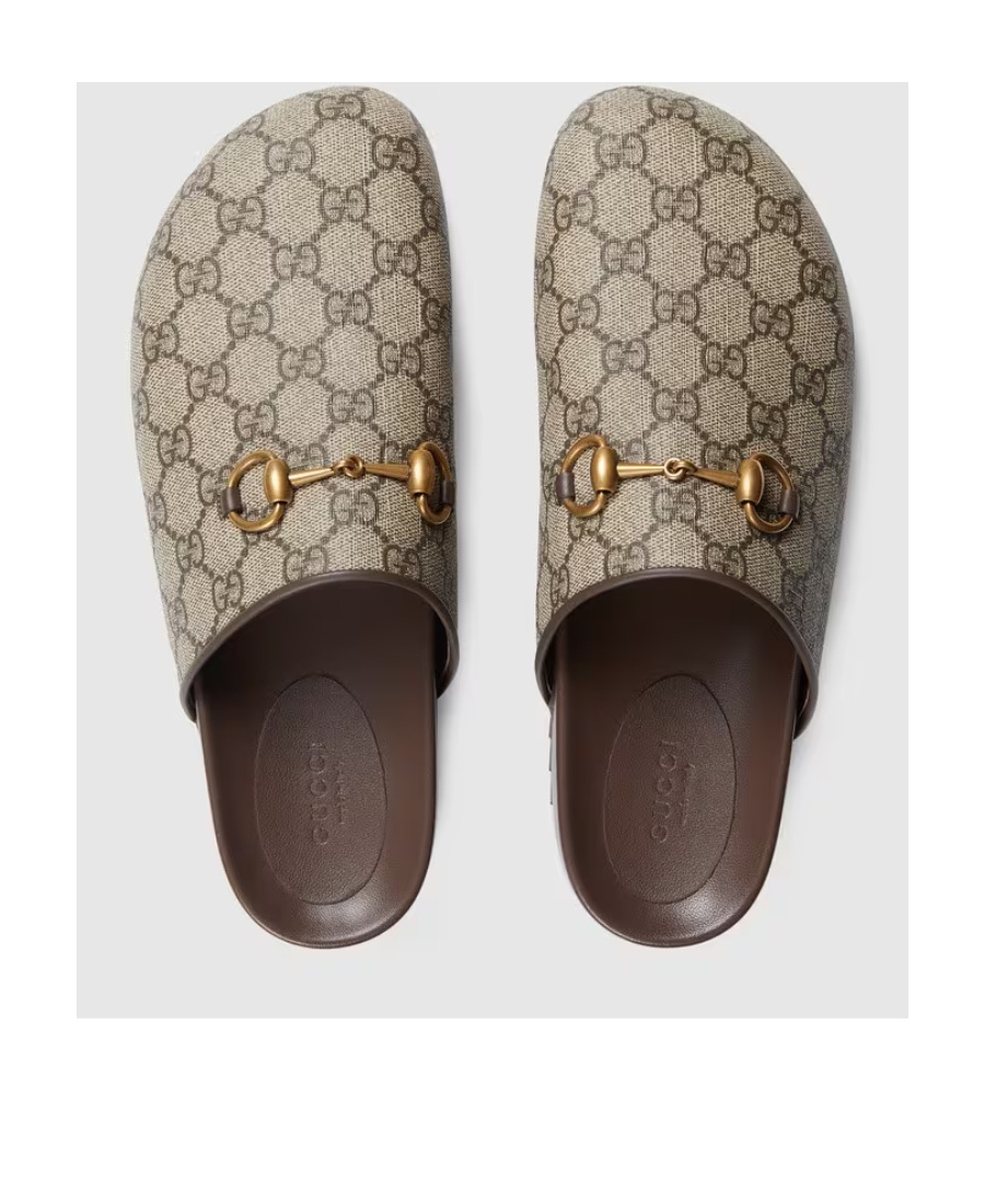 Gucci Women 'gg Supreme' Sabots In Nude