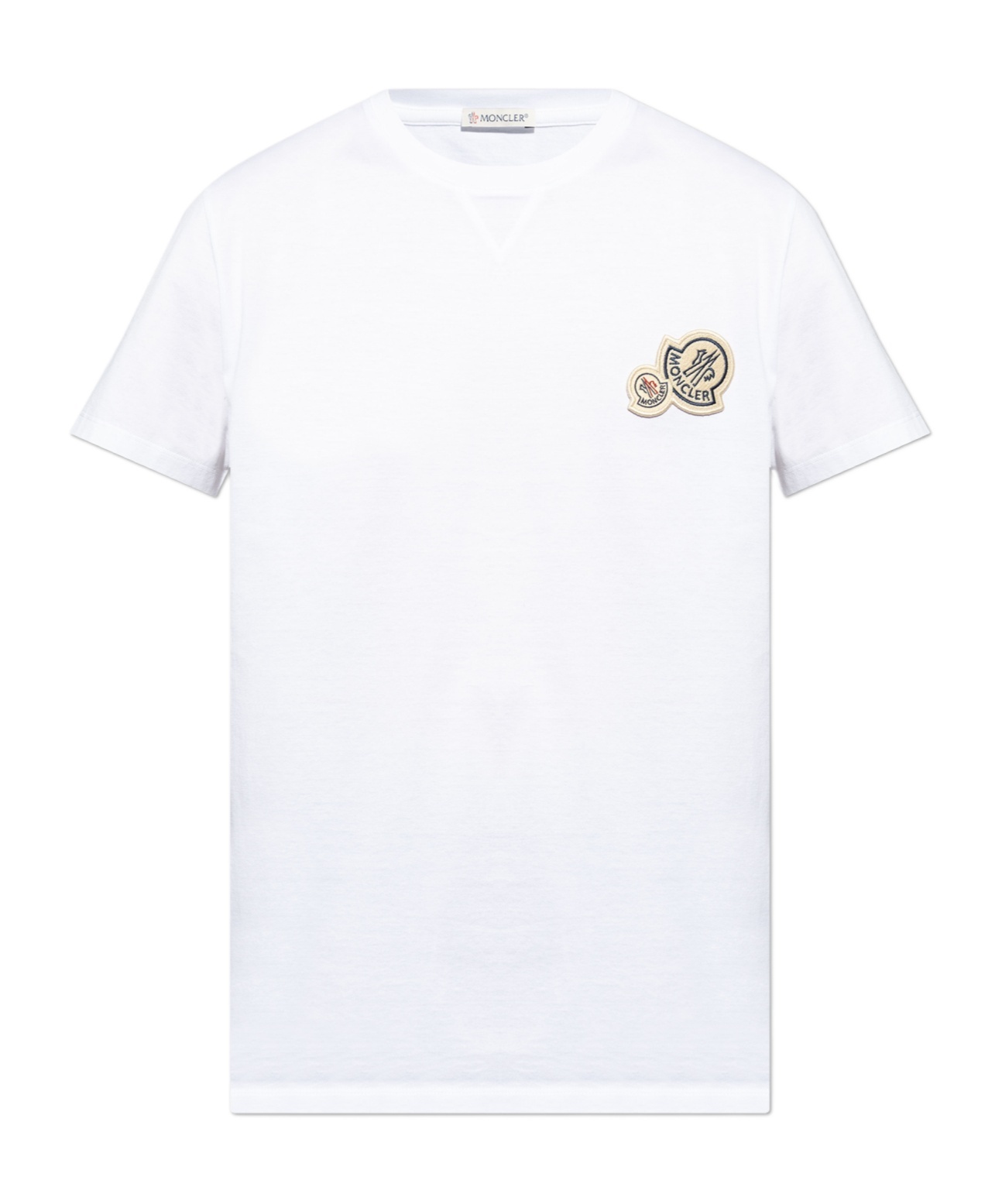 Moncler T-shirt With Double Logo Patches In White