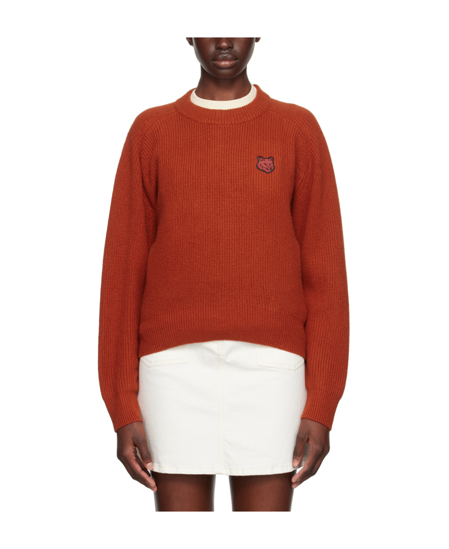 MAISON KITSUNÉ ROUND NECK SHOULDER CUFF SWEATER 