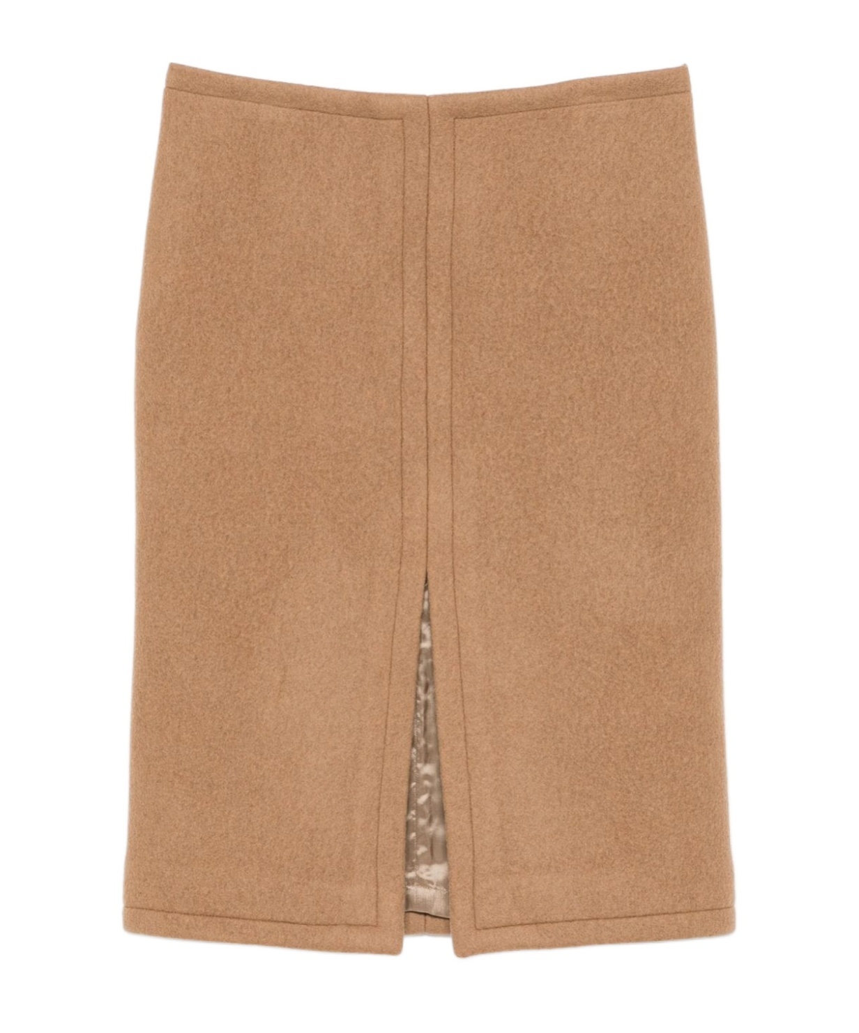 Dries Van Noten Wool Midi Skirt In Nude