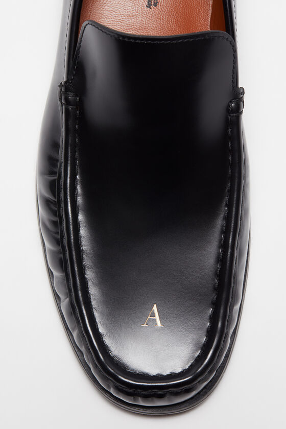 Shop Acne Studios Logo-debossed Leather Loafers In Black