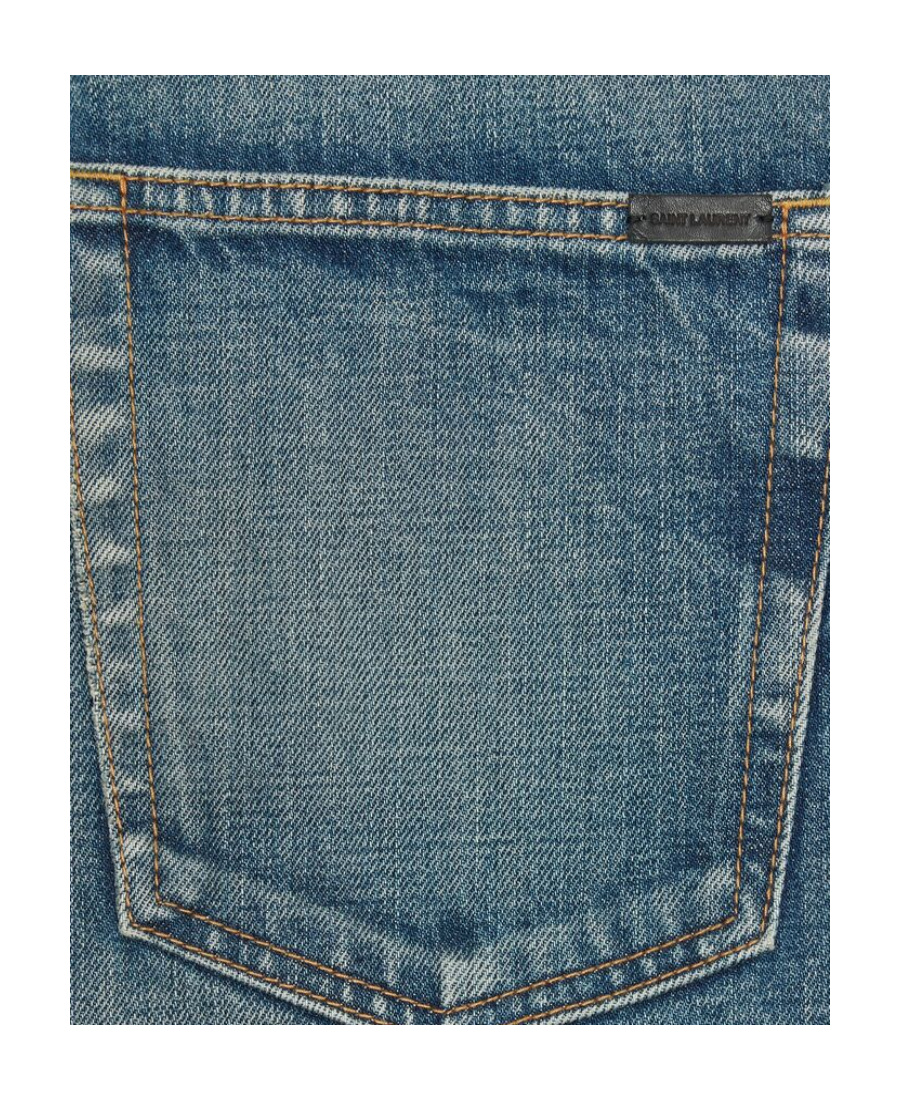 Shop Saint Laurent Straight Jeans In Vintage Blue Denim