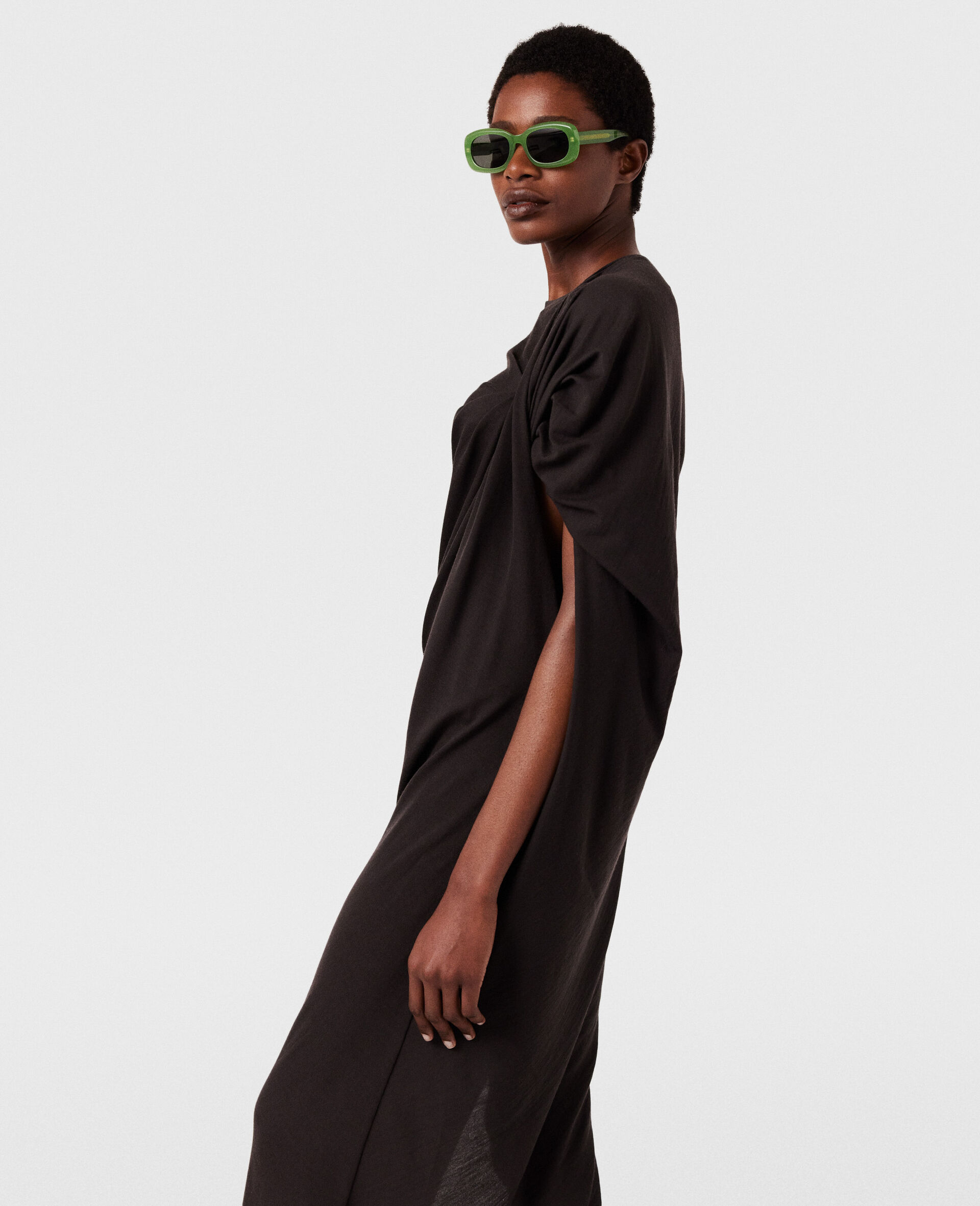 Stella Mccartney Asymmetrical Wool Dress In Black