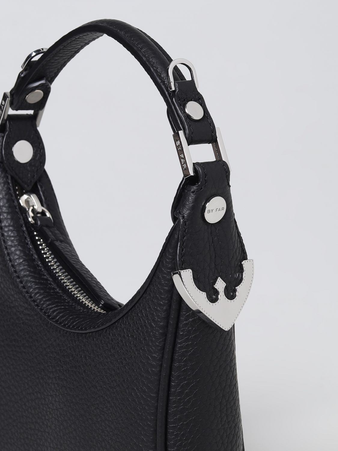 By Far Cosmo Hammered Leather Tote In Black