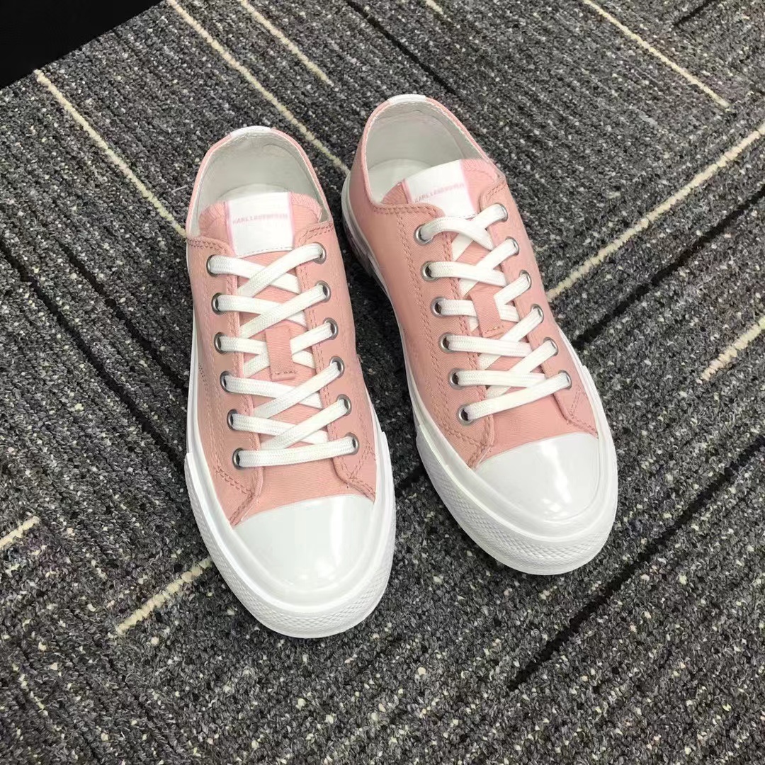 Shop Karl Lagerfeld Logo Printing With Low-top Casual Sneakers In White