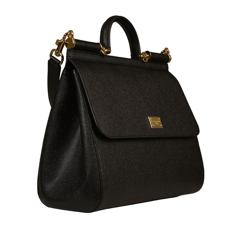 Dolce & Gabbana Logo Details Handbag In Black