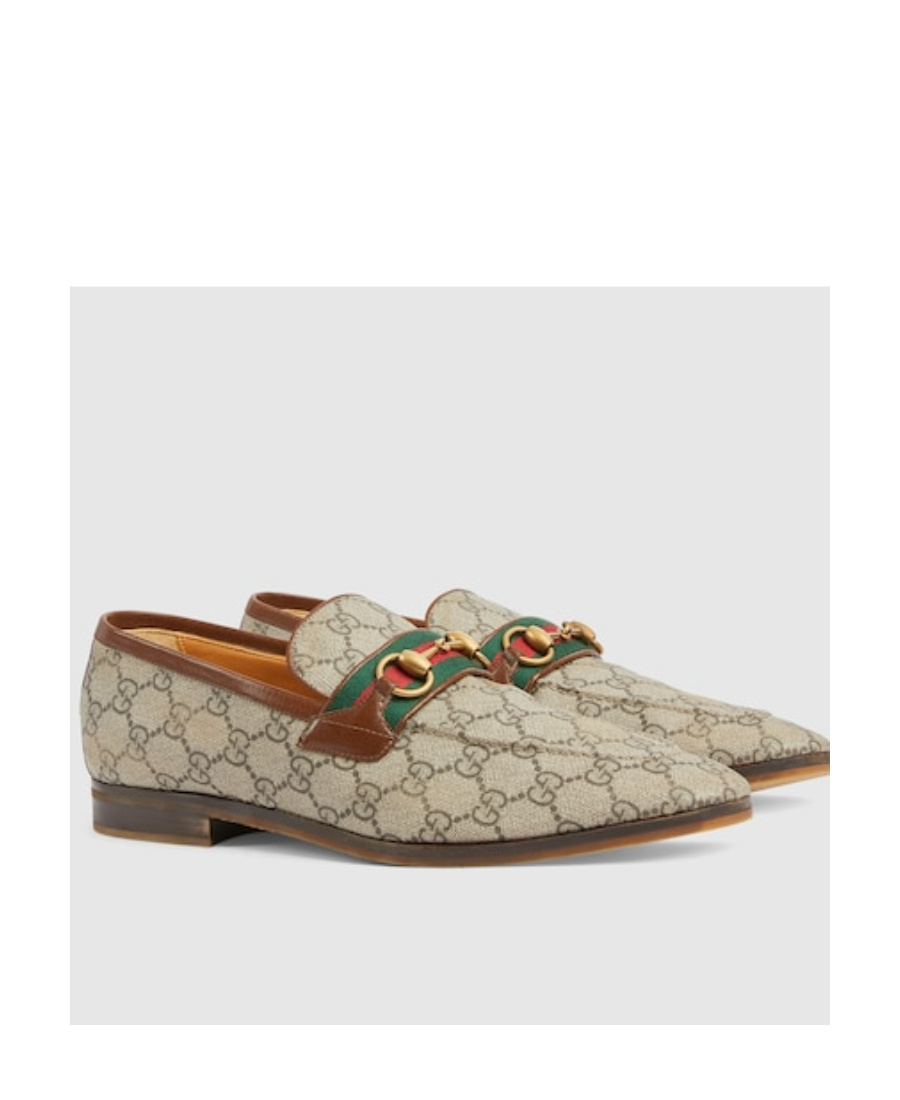 Gucci Horsebit Gg-canvas Loafers In Nude