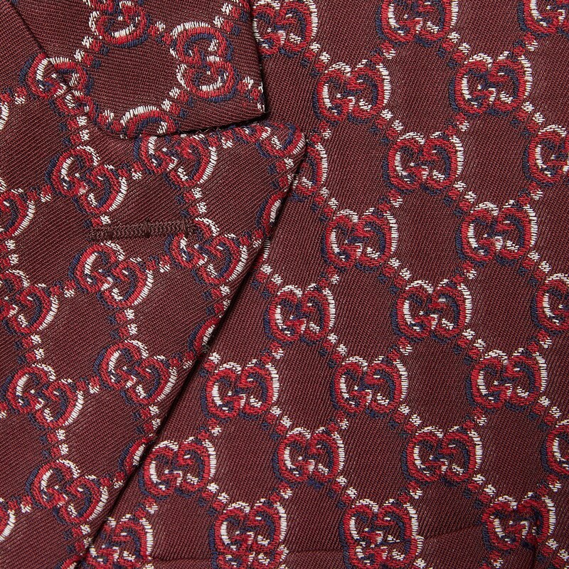 Gucci Gg Light And Shadow Effect Wool Suit Coat In Brown