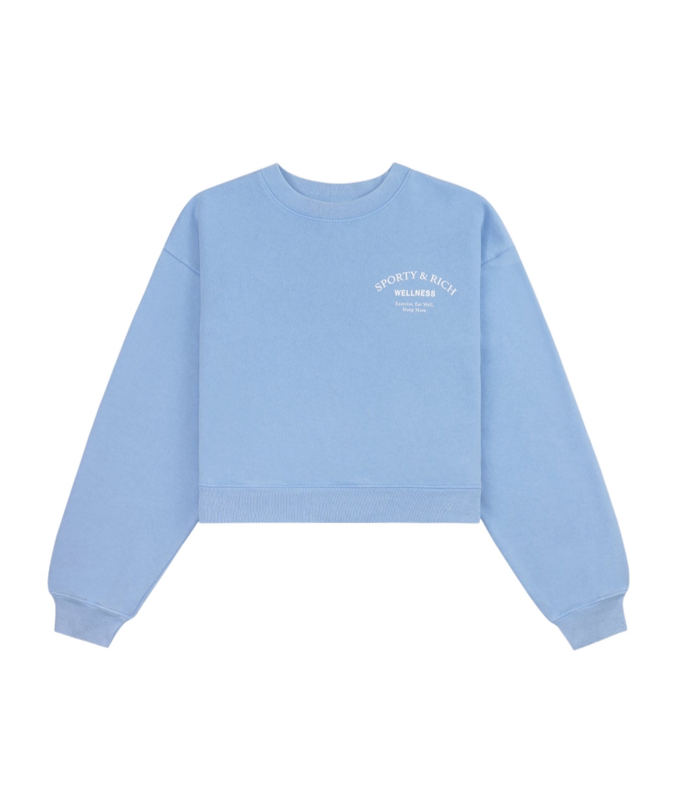 Shop Sporty And Rich Wellness Studio Cropped Crewneck In Sky Blue/white