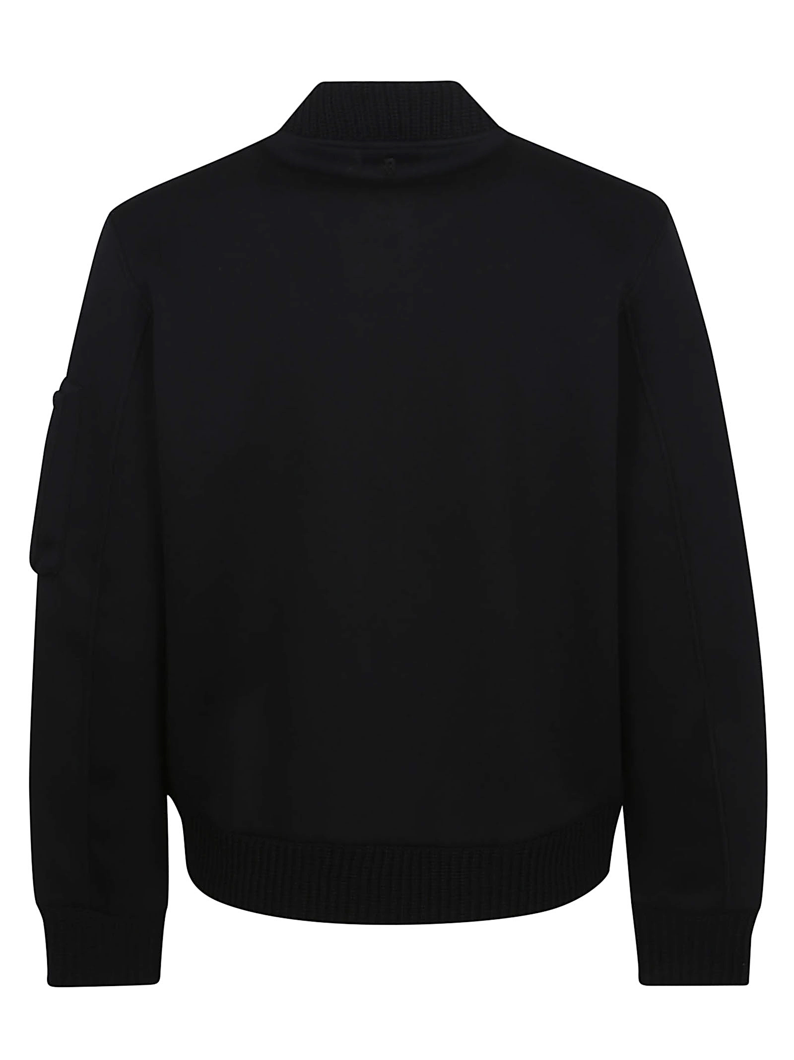 Dondup Neoprene Bomber Jacket With Ribbed Trim In Black