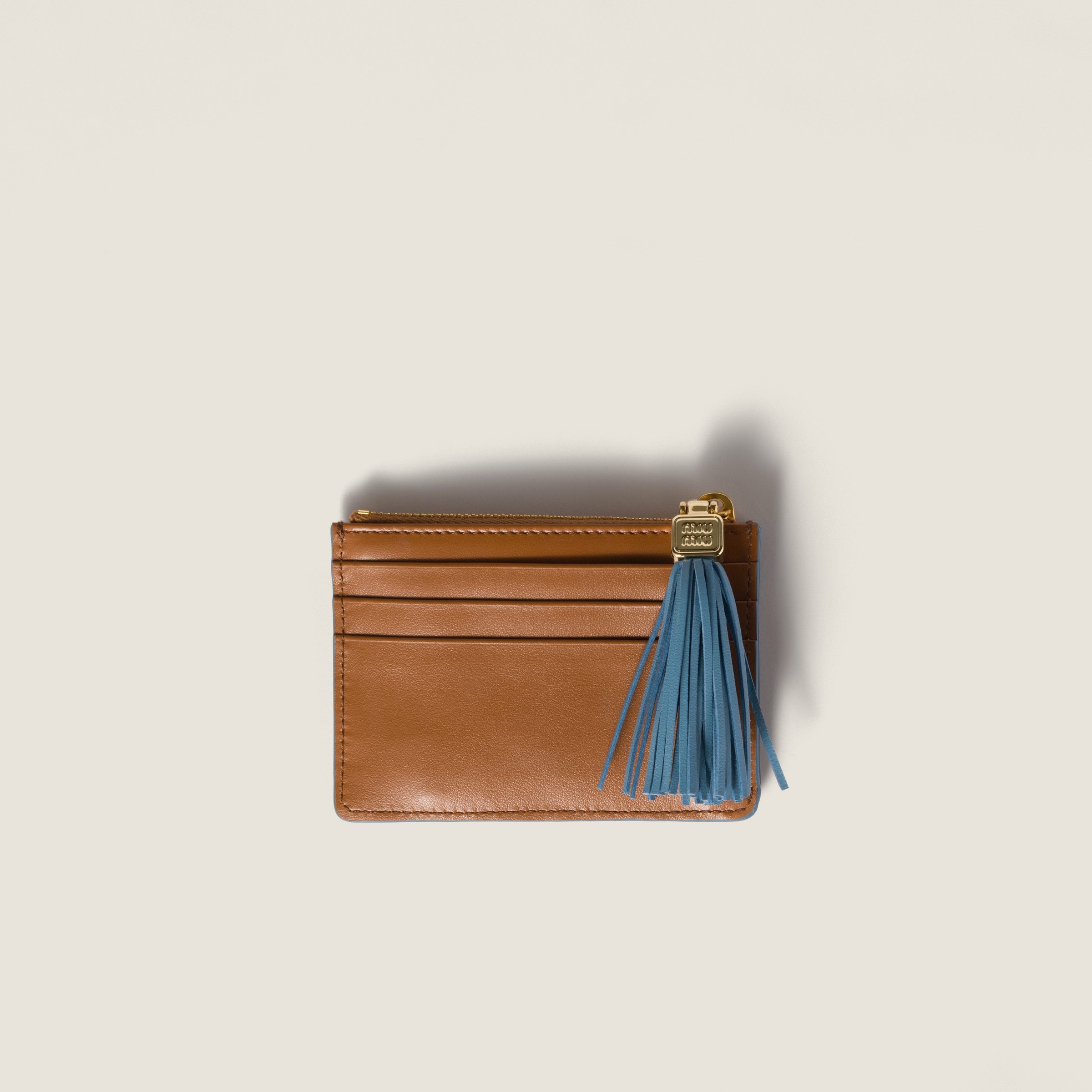 Miu Miu Tassel-detail Leather Cardholder In Brown