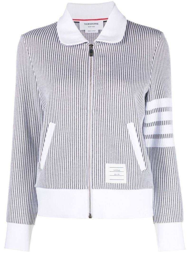 Thom Browne Zip-fastening Seersucker Jacket In White