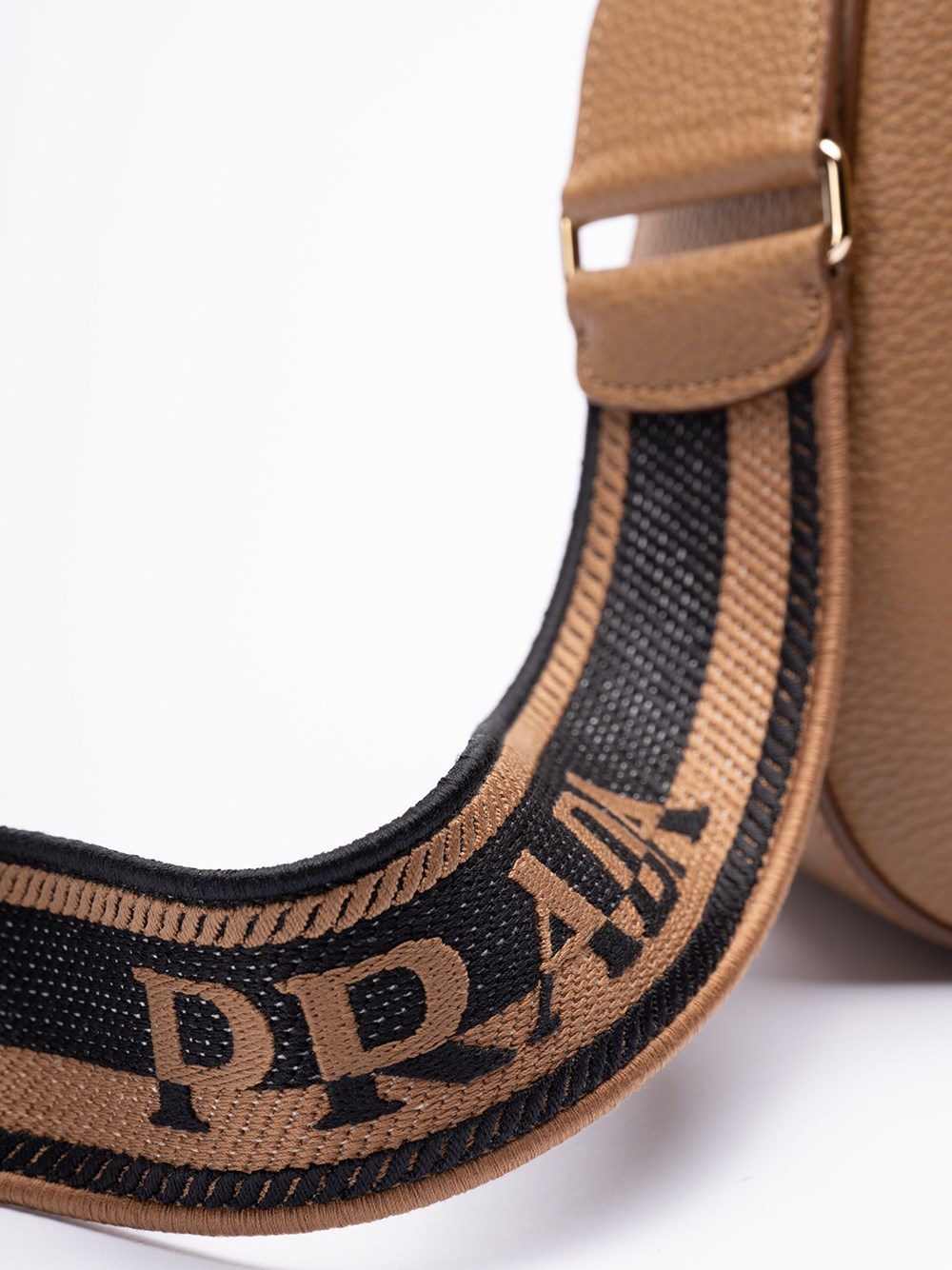 Prada Logo-embossed Leather Shoulder Bag In Brown