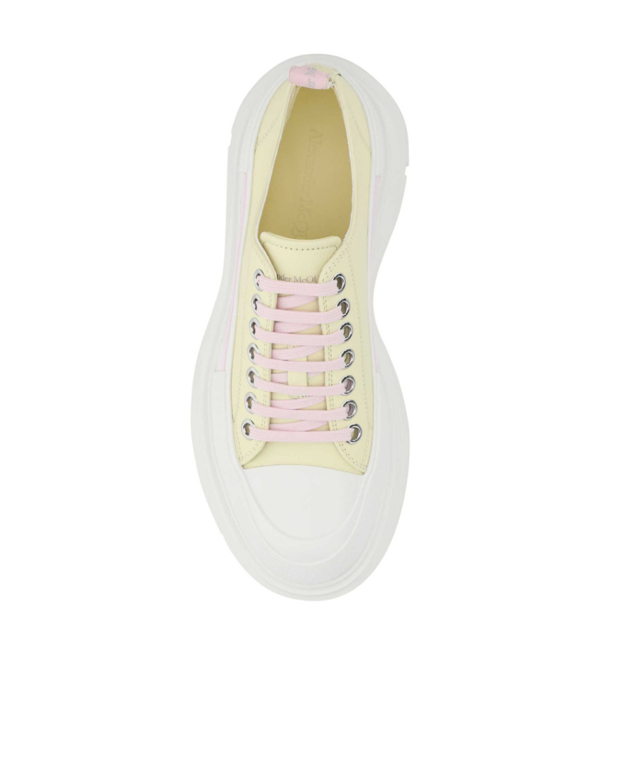 Alexander Mcqueen Pastel Yellow Leather Tread Slick Sneakers In Yellow