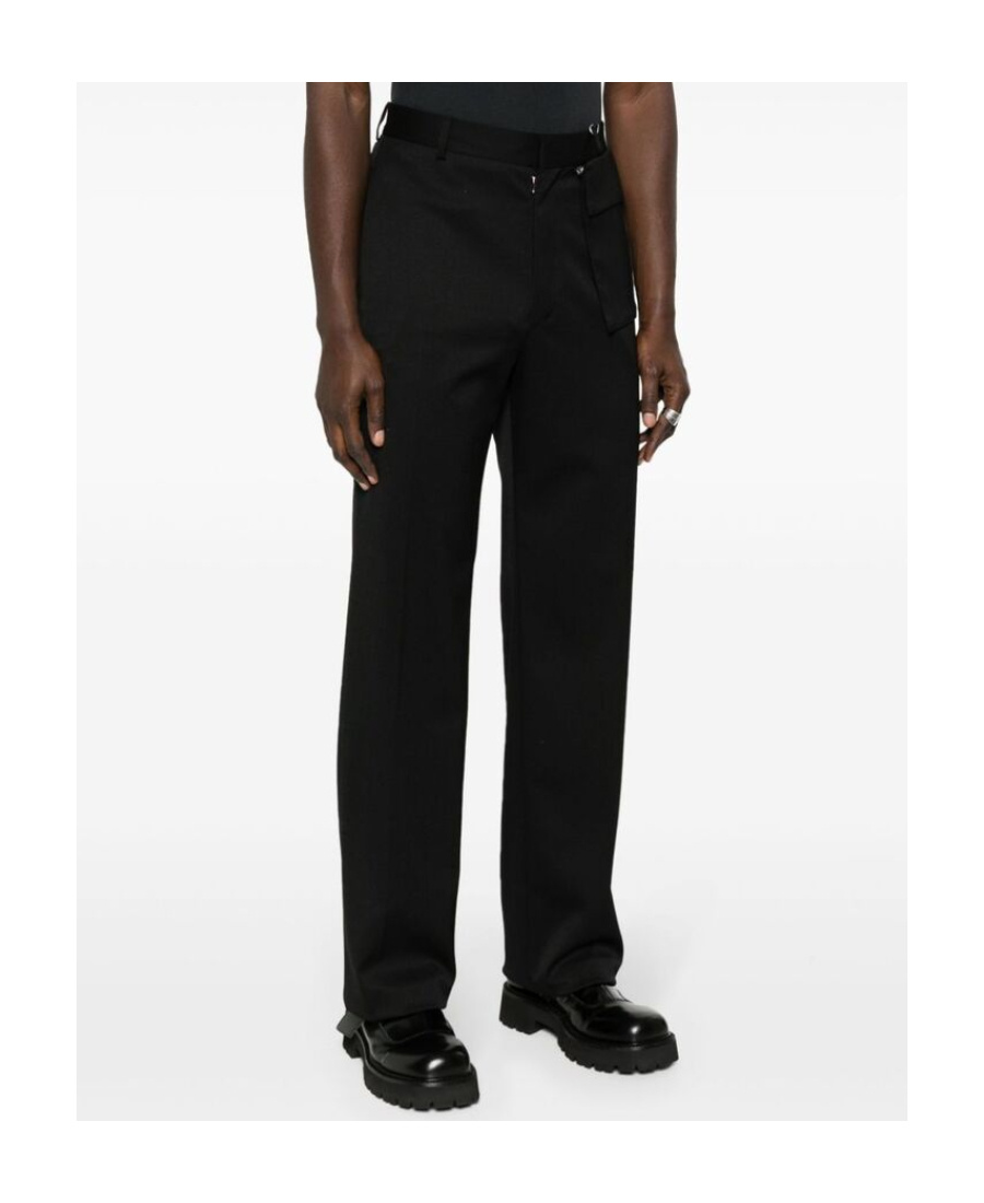 Mm6 Maison Margiela Logo-embroidered Straight-leg Tailored Trousers In Black