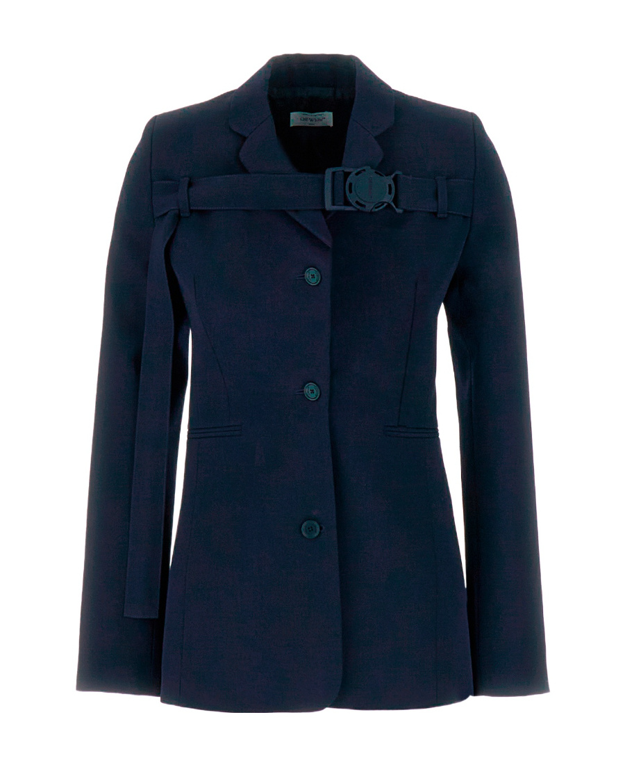 Off-white Wool Blazer With Central Back Slit In Black